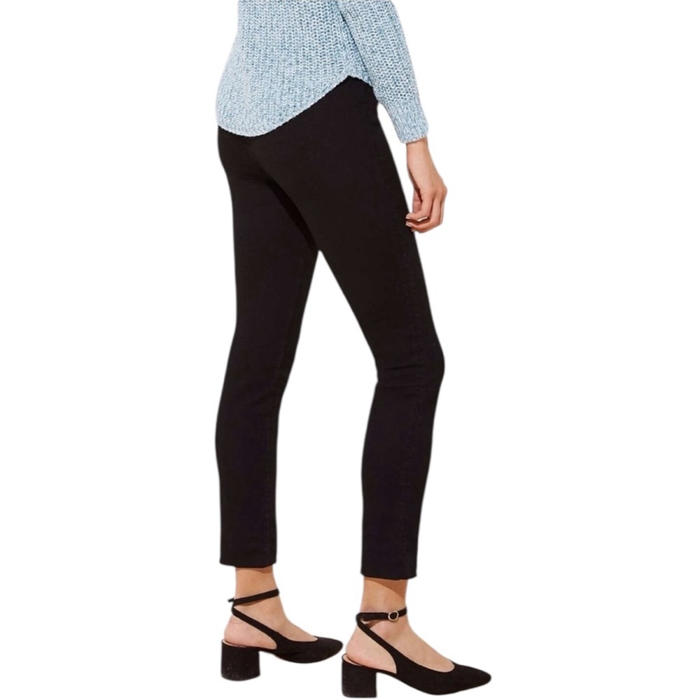 Loft Black Ponte Stretch Pull On Straight Ankle Pants - Size Large - Picture 4 of 15